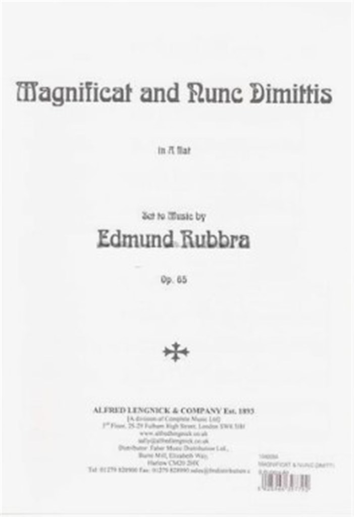 Magnificat and nunc dimittis Opus 65